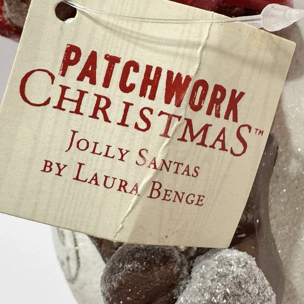 DEMDACO Patchwork Christmas Laura Benge Jolly Santa Old World Figurine 2015 Gift